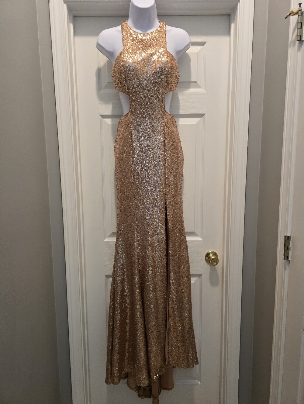 Tiffany Designs Rose Gold Sequins Gown Size 0
